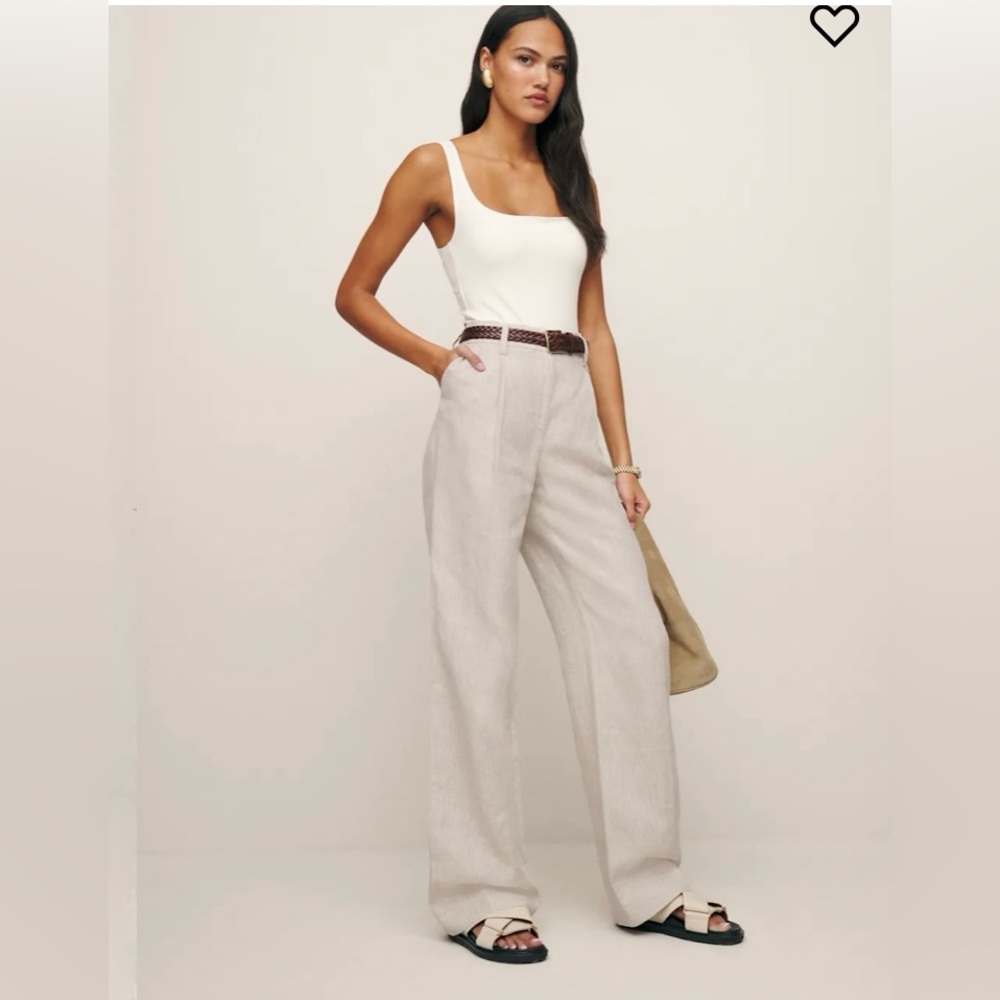 Reformation Alex linen mid rise pants trousers
